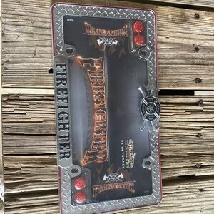 Fire fighter license plate metal fram for car or truck